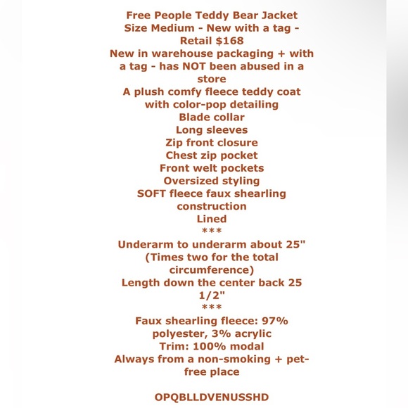 $168 Free People Teddy Bear Jacket Medium 8 10 Amber + Blue Blade Collar Pockets - Picture 2 of 16